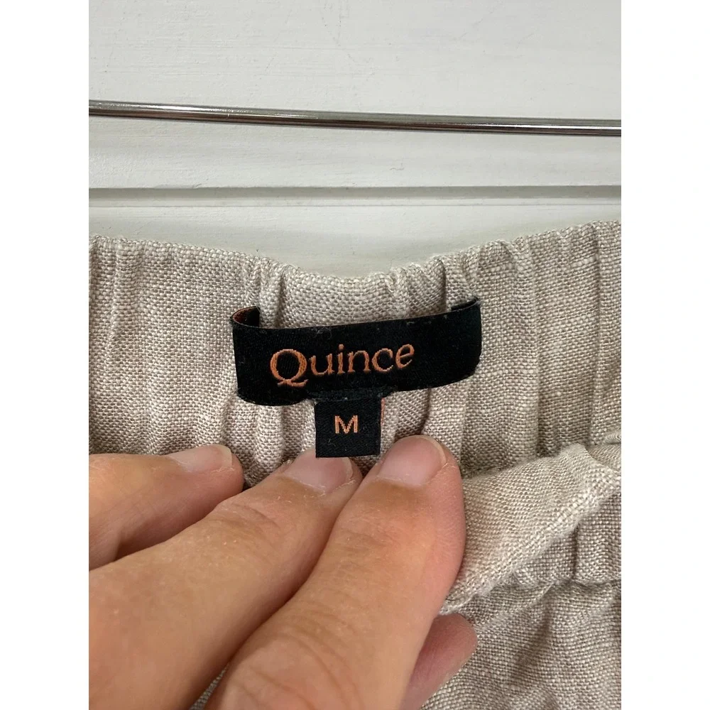 Quince 100% European Linen Tapered Ankle Pants Flax Pull On Pockets M